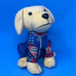 Raising Canes Plush Dog 8 inch Tan USA Bobsled Suit 2026 Limited Edition‎